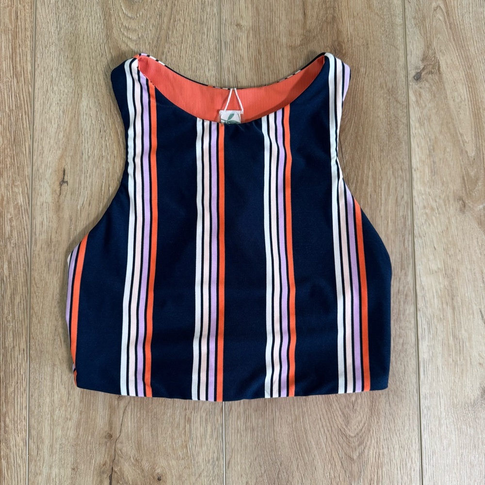 Carve Designs Navy and Orange Striped Top